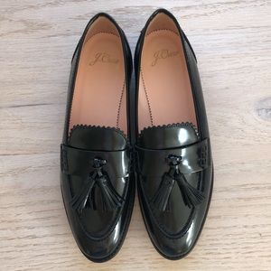 Black J. Crew Leather Tassel Loafers Unworn